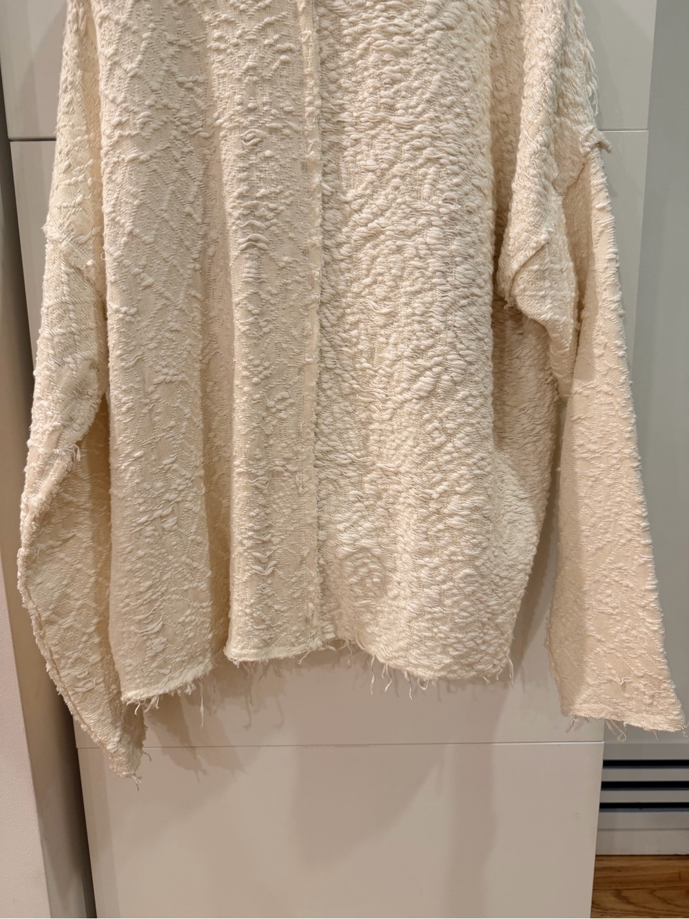 Free People Ivory Comb Textured Zip Jacket Sweater Size M NWT - Picture 11 of 16